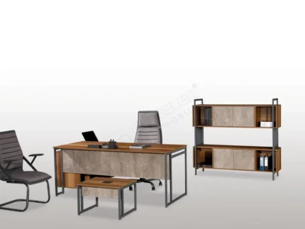 L tasarımlı modern çalışma masa takımı.