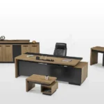 Minimalist tasarımlı şık çalışma masa takımı.