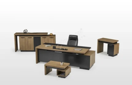 Minimalist tasarımlı şık çalışma masa takımı.