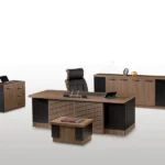 Şık ve modern tasarımlı çalışma masa takımı.