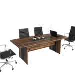 Minimalist tasarımlı beyaz toplantı masası.