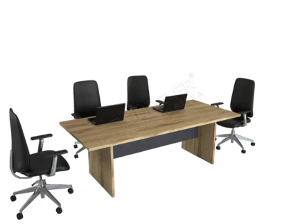 Konferans salonlarında kullanılan geniş toplantı masası.